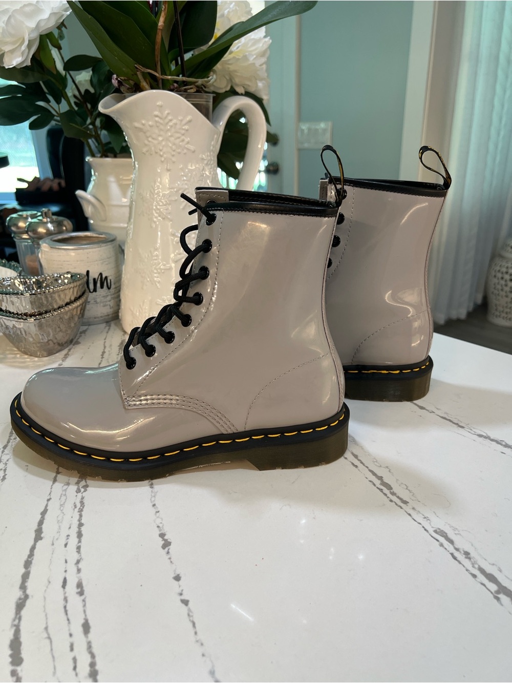 Dr. Martens 1460 Zinc Grey Patent Lamper Boots Sz 10 - Picture 11 of 16